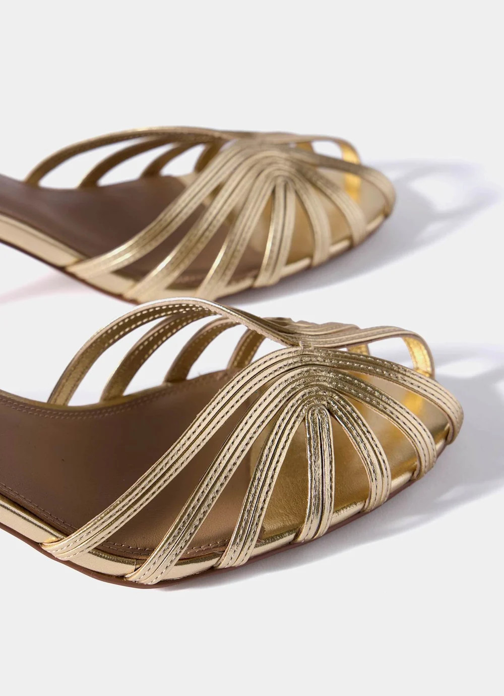 Tess Gold Leather Strappy Heels | Mint Velvet - UK