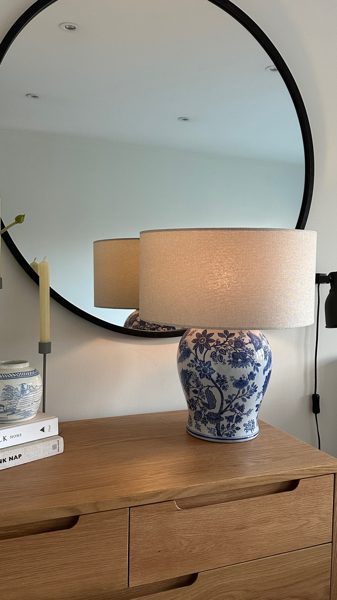 Repurposing a vase from the living room into a lamp for a spring update in the bedroom 💙🤍

#LTKUK #LTKspring #LTKHome