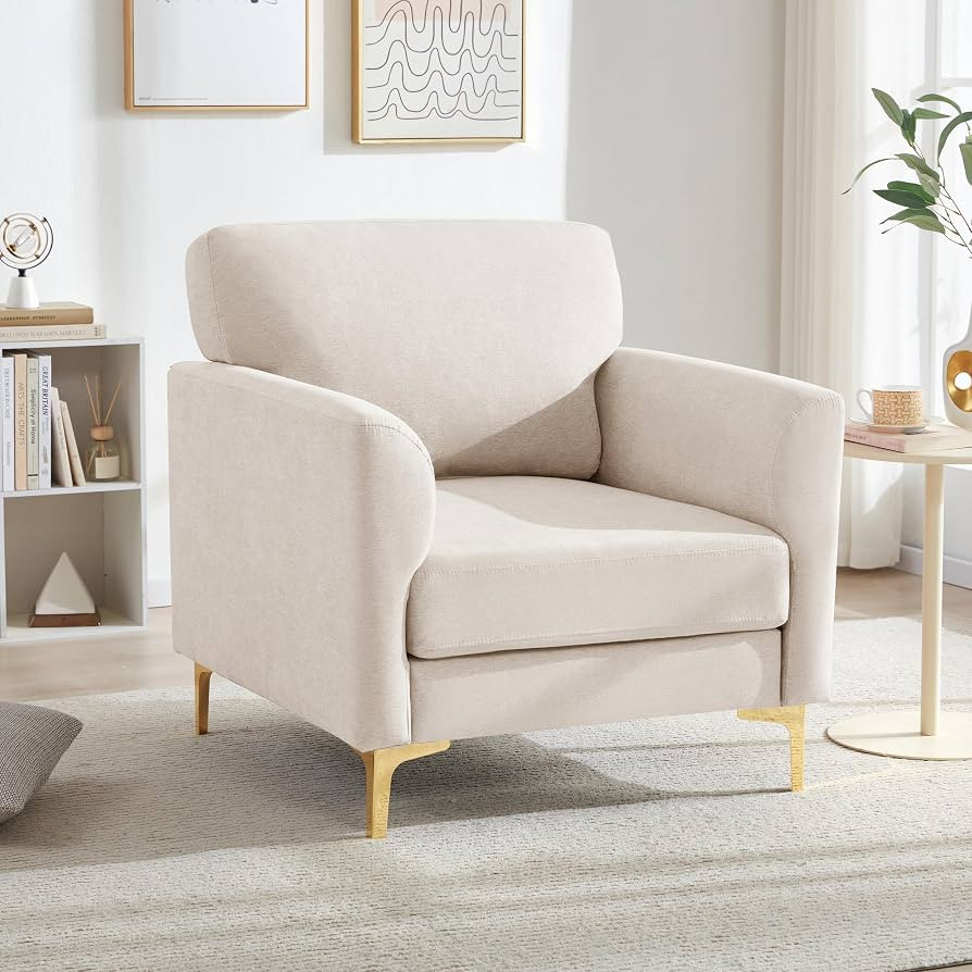 500LBS Oversized Chair, Comfy Accent Chair in Upholstered Linen Fabric, Mid Century Modern Living... | Amazon (US)