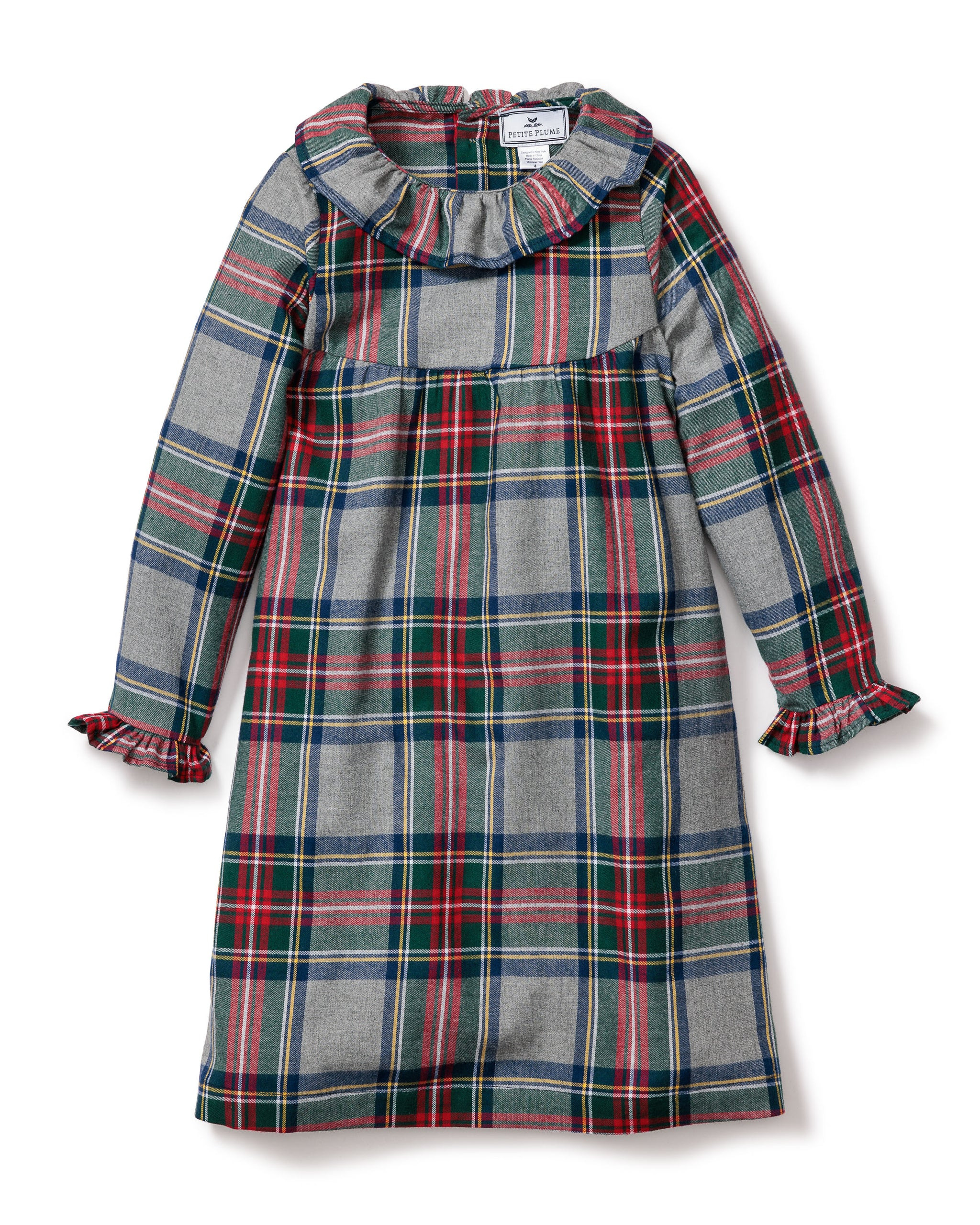 Girl's Brushed Cotton Scarlett Nightgown in Westminster Tartan | Petite Plume