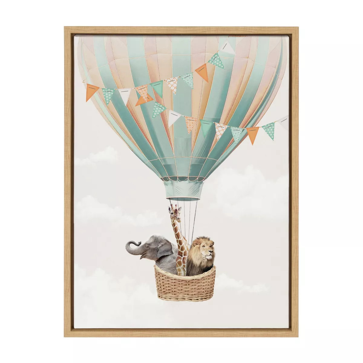 Kate & Laurel All Things Decor 18"x24" Sylvie Hot Air Balloon Travel Framed Canvas Wall Art by Ju... | Target