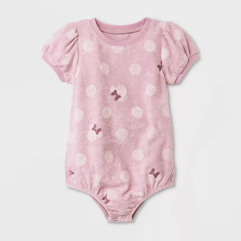 Baby Girls' Mickey Mouse Printed Short Sleeve Romper | Target