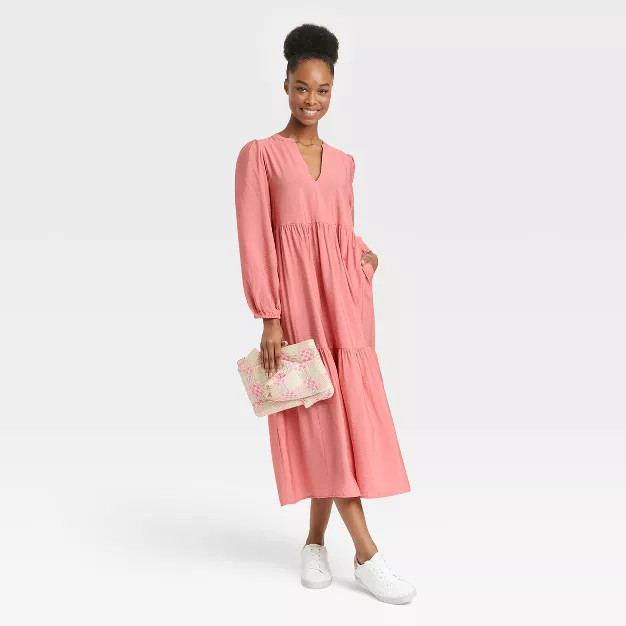 Women's Long Sleeve Tiered Dress - A New Day™ | Target