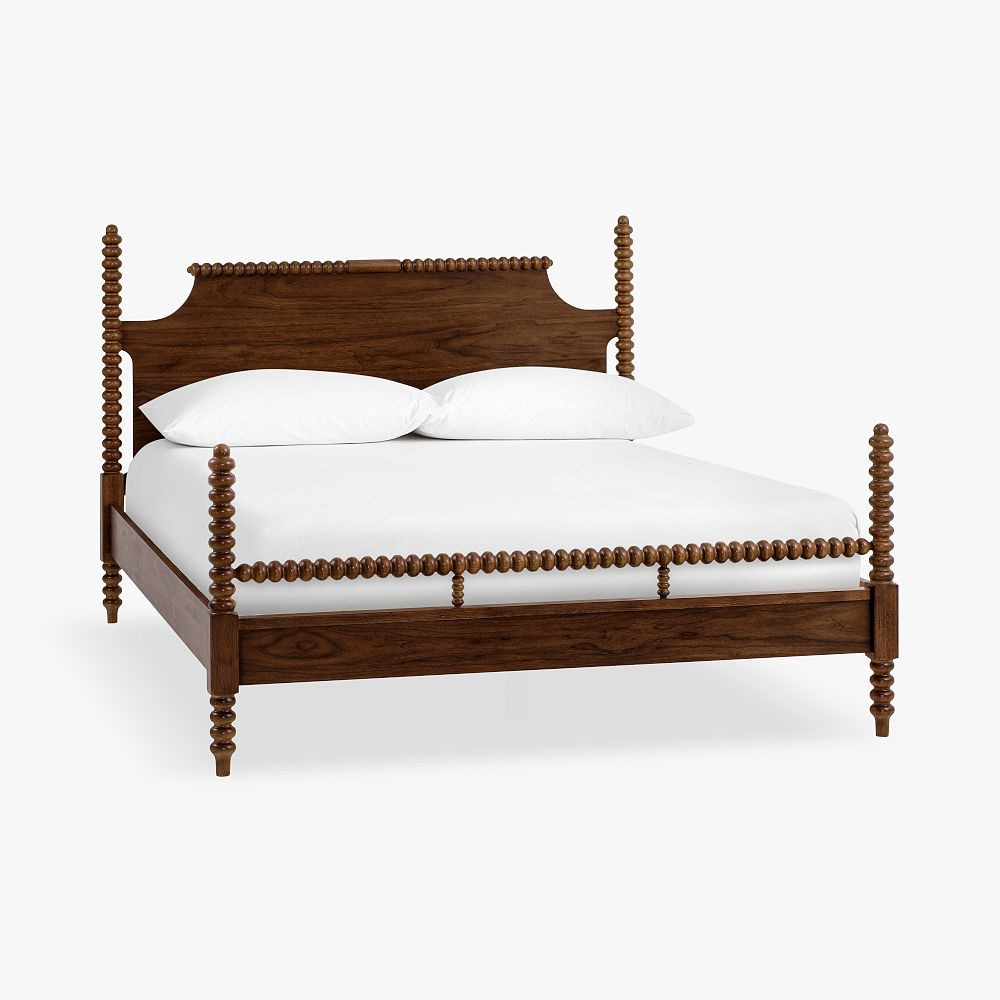 Chris Loves Julia Turned Wood Bed, Full, Heritage Walnut, White Glove Delivery | Pottery Barn Teen