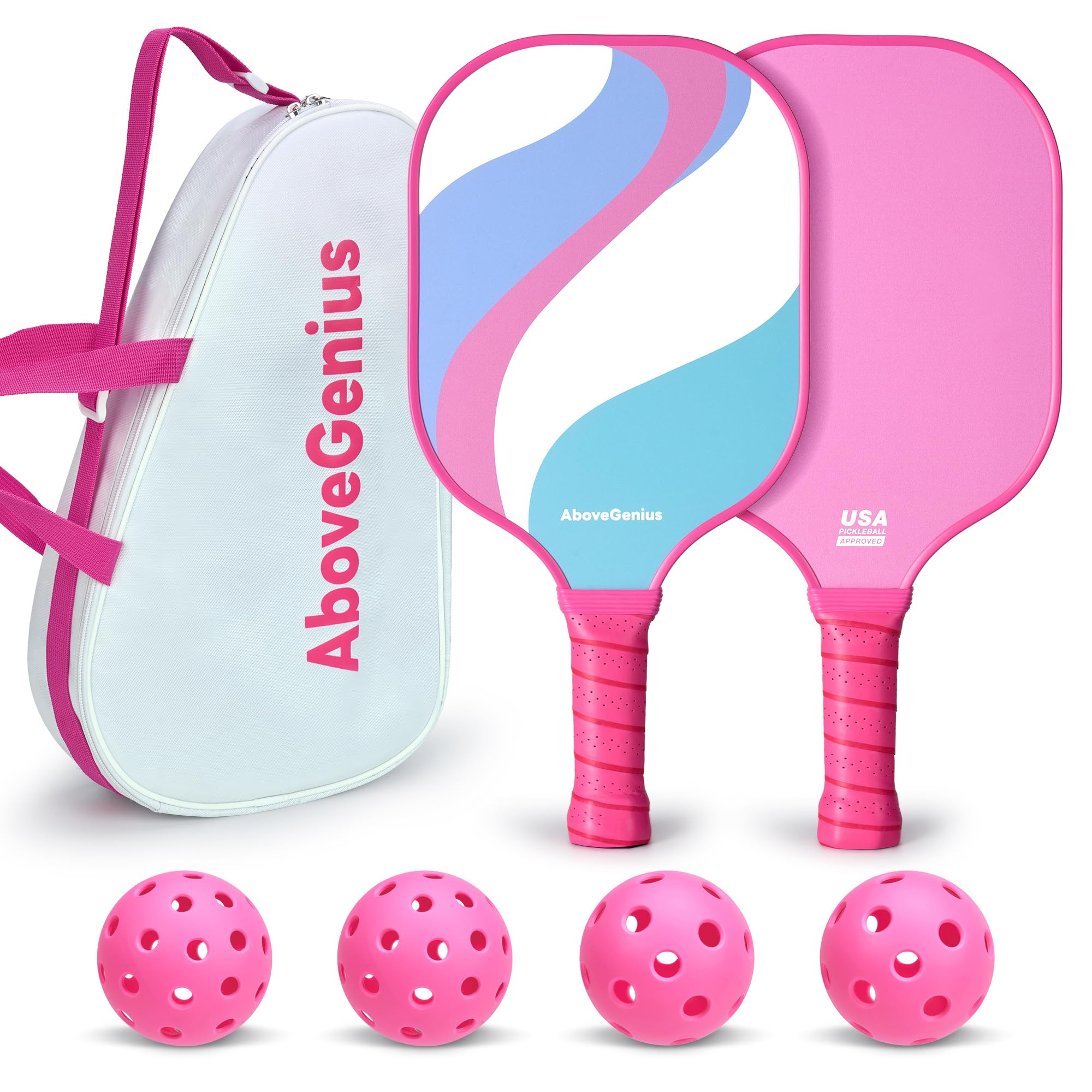 Pink Pickleball Paddles Set of 2,USAPA Standard Fiberglass Pickle ball Set with 2 Cute Lightweigh... | Amazon (US)