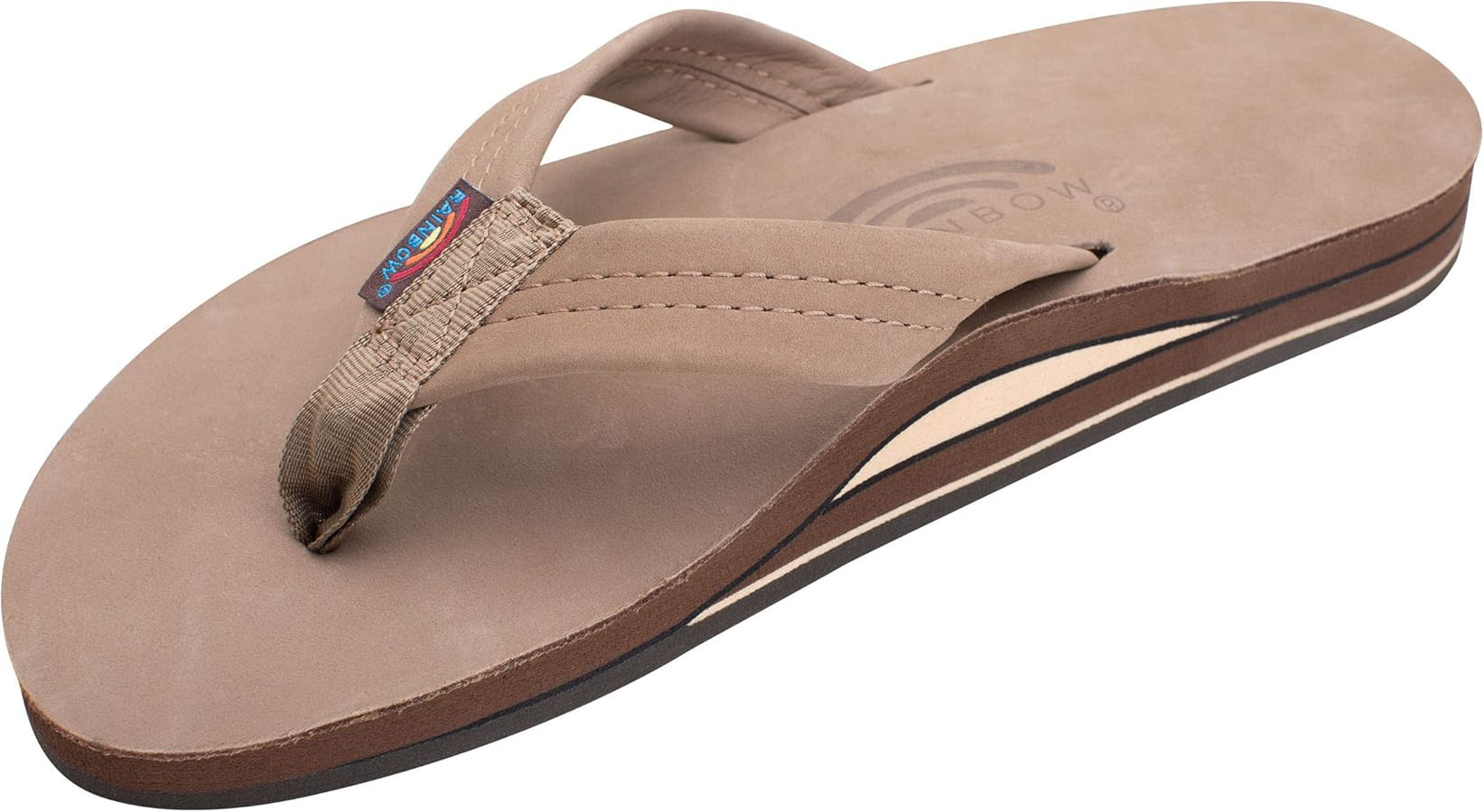 Rainbow Sandals Men's Leather Double Layer with Arch Wide Strap | Amazon (US)
