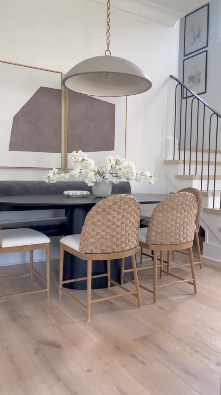 2 days left for the sale in my dining chairs!  We love these chairs so much!  The rattan, the oak, everything is just perfect about this chair, especially at 25% off!!

Dining room, dining room decor, large canvas modern art, black oval dining table, great concrete pendant, dining bench, mcgeeandco, home decor, home design

#LTKHome #LTKSaleAlert