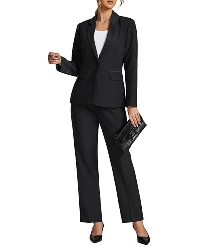 LookbookStore Blazer Jackets for Women Casual Blazers for Women Fashion 2026 Black Jacket Suit Work Office Clothes Two Buttons Suit Size Medium Size 8 10 | Amazon (US)