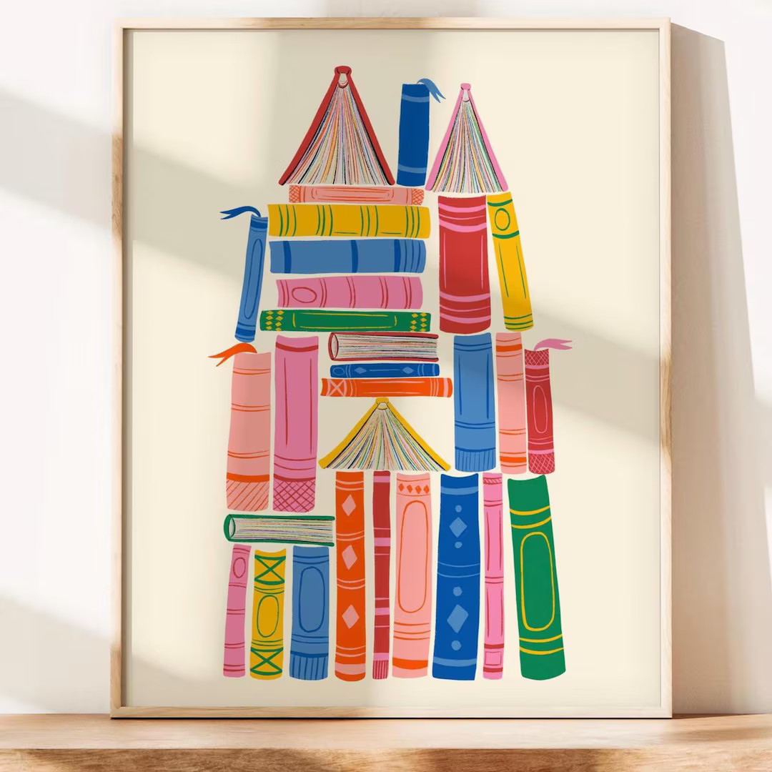 Book Castle, Book Art, Nursery Room Reading Art, Classroom Art, Gift For Reader, Colorful Kids Ro... | Etsy (Global)