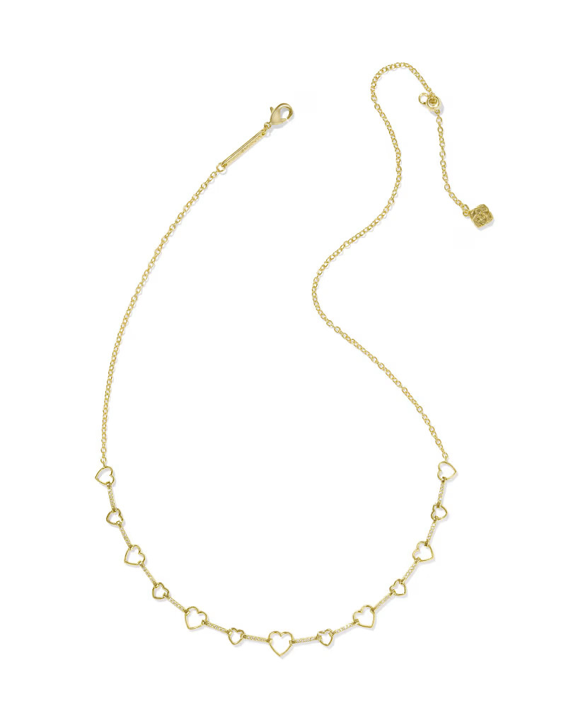 Haisley Heart Gold Strand Necklace in White CZ | Kendra Scott | Kendra Scott