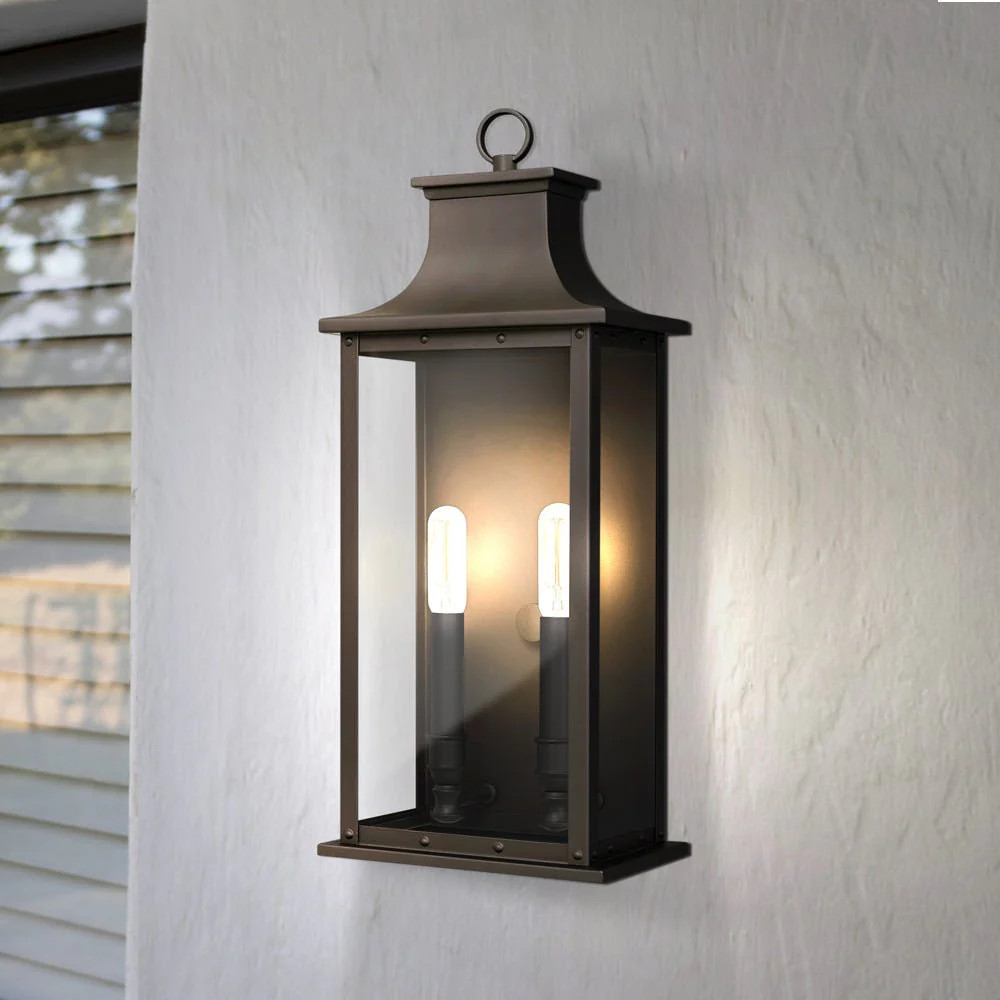 UQL1720 Classic Outdoor Wall Sconce, 19.50''H x 8.25''W x 6.50''D, Old Bronze Finish, Halle Colle... | Urban Ambiance, Inc.