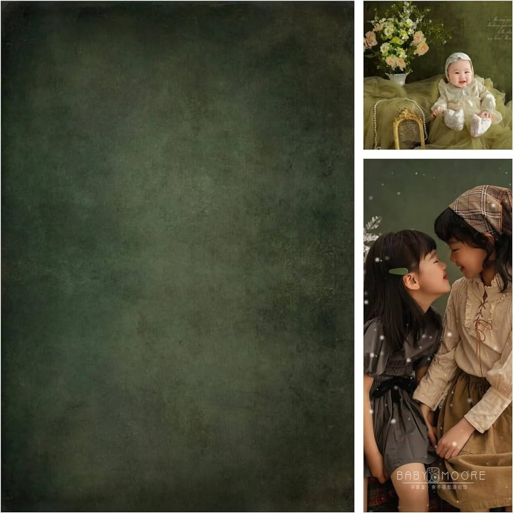 WaW 1,5x2,2m Retro Fotohintergrund Dunkelgrün für Fotostudios Stoff Vintage Beton Shooting Hint... | Amazon (DE)