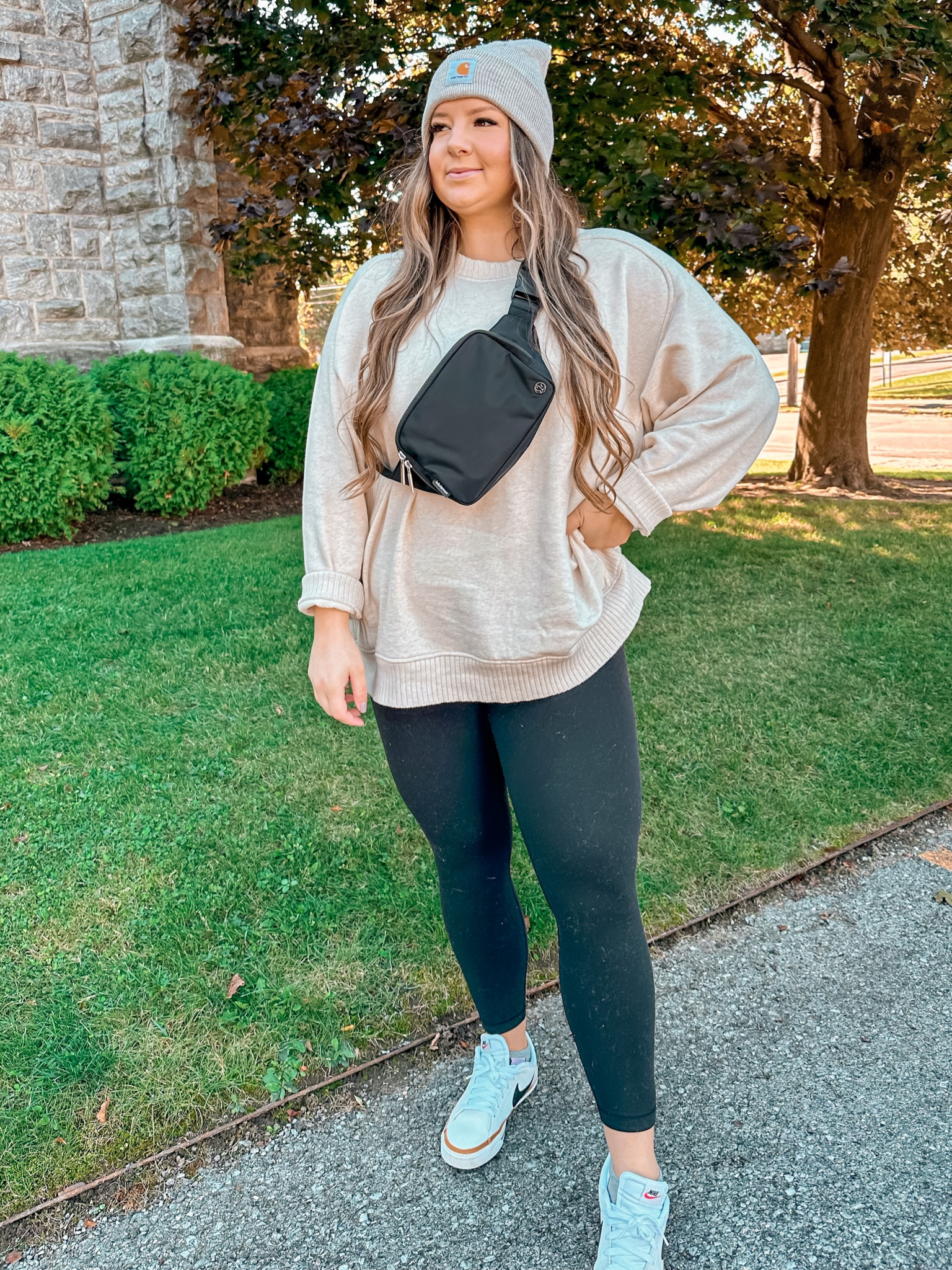 oversized sweater, lululemon, american eagle, belt bag, carhartt, nike, fall fashion, midsize fashion, plus size fashion, street style, 

#LTKfit #LTKunder50 #LTKstyletip