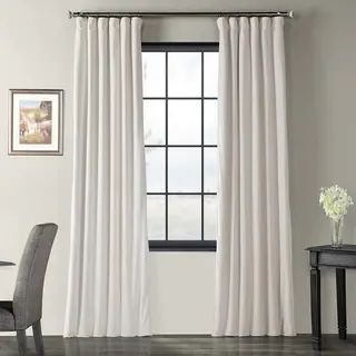 Exclusive Fabrics Signature Ivory Velvet Blackout Single Curtain Panel - 50 X 108 - Ivory | Bed Bath & Beyond