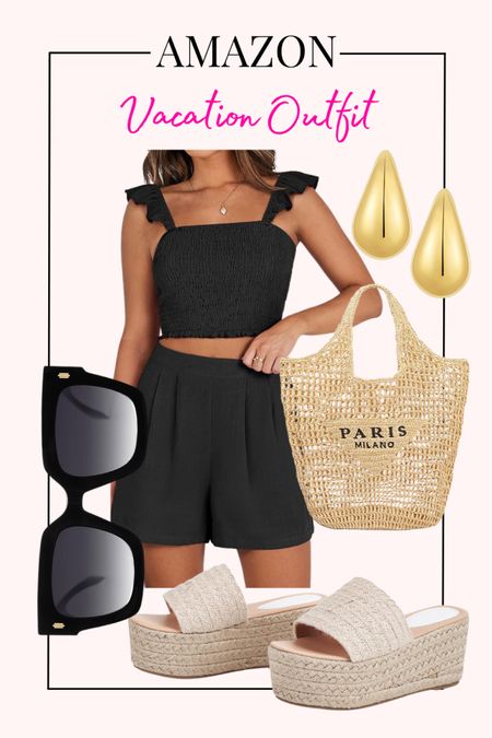 Amazon vacation outfit idea! Matching set, spring set, sandals, beach tote

#LTKtravel #LTKfindsunder50 

#LTKSeasonal