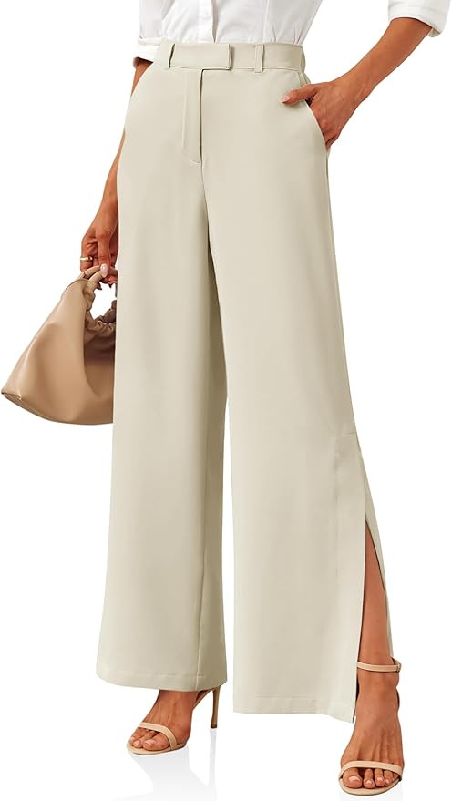 Cicy Bell Womens Side Split Dress Pants Elastic High Waisted Wide Leg Business Casual Trousers wi... | Amazon (US)