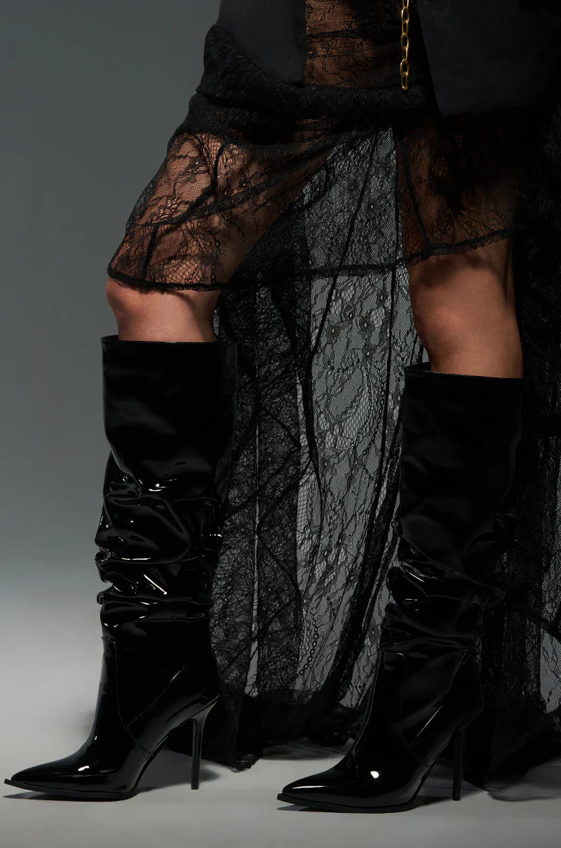 AZALEA WANG MITICA BLACK PATENT SLOUCH BOOT | AKIRA