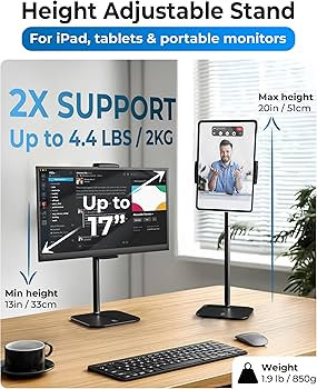 COOPER TabStand, 20" Tall iPad Stand for Desk, Portable Monitor Holder up to 17" Holds 4.4lb, Des... | Amazon (US)