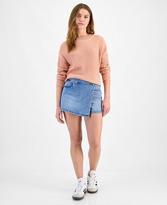 And Now This Women's Side-Button Denim Mini Skort, Exclusively at Macy's - Macy's | Macy's