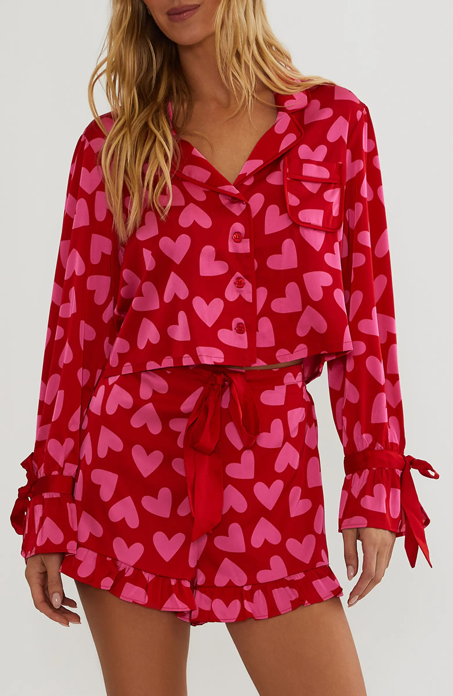 Aurora & Luna Heart Print Short Pajamas | Nordstrom