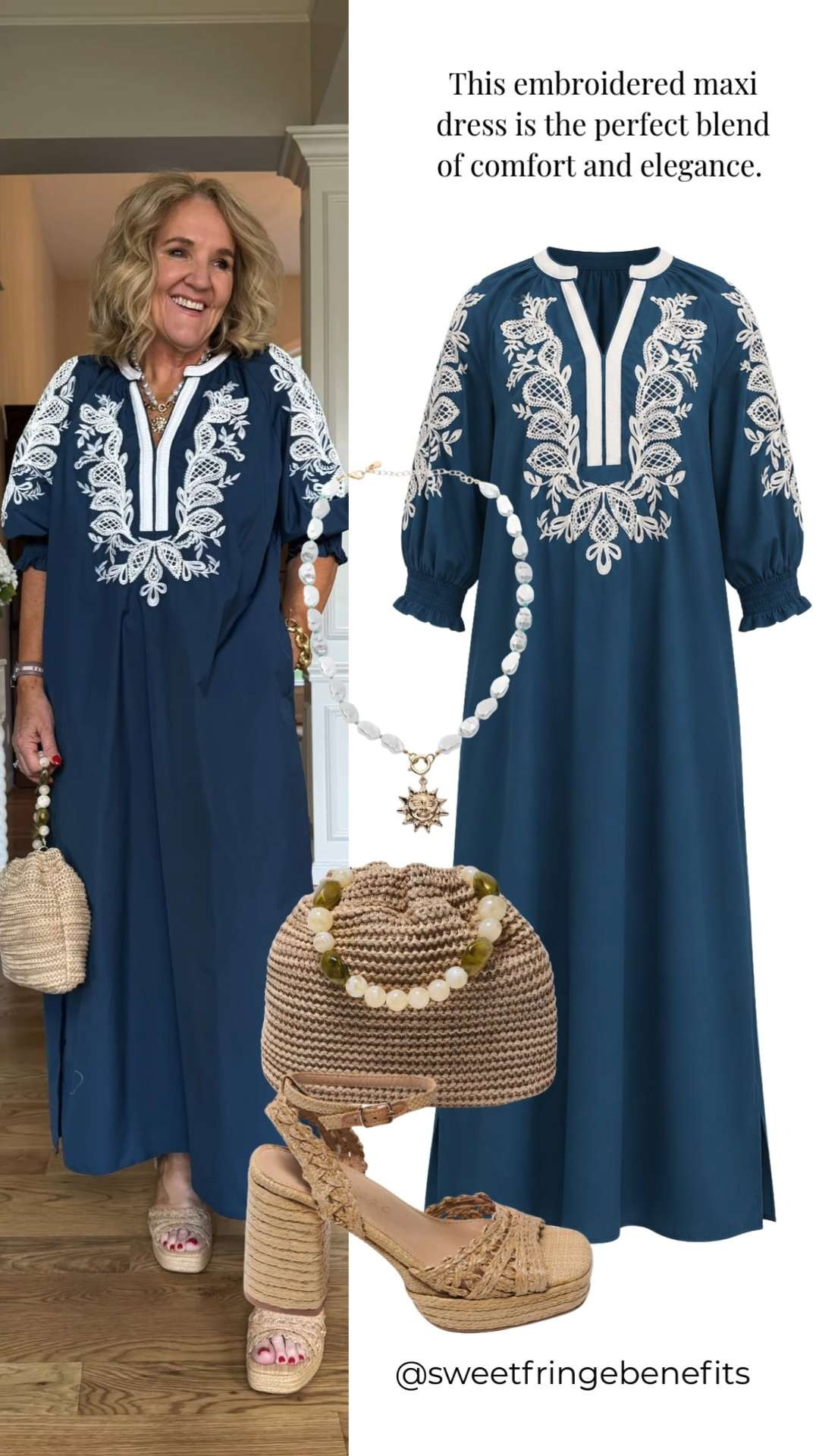 This embroidered maxi dress is the definition of effortless elegance. The beautiful embroidery adds a luxe touch, while the relaxed silhouette keeps it comfortable and easy to wear all day. 

 #LTKootd #LTKSeasonal #LTKOver40