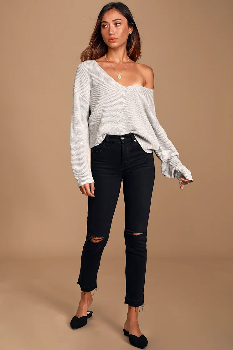 Feel it Still Grey Knit Sweater | Lulus (US)