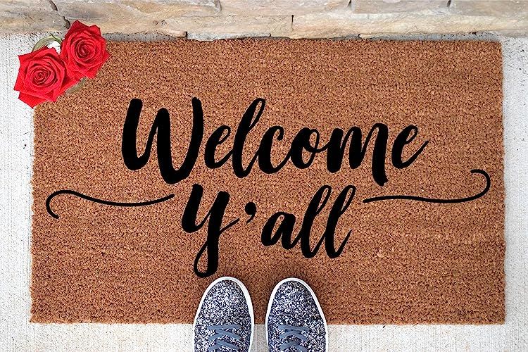 Welcome Y'all Doormat - Hello Doormat - Welcome Mat - Cute Door Mat - Custom Doormat - Unique Doo... | Amazon (US)
