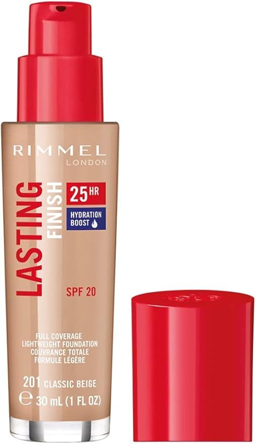 Rimmel - Fond de teint Lasting Finish 25H - Couvrance totale - Longue tenue - Hydratation - 201 C... | Amazon (FR)