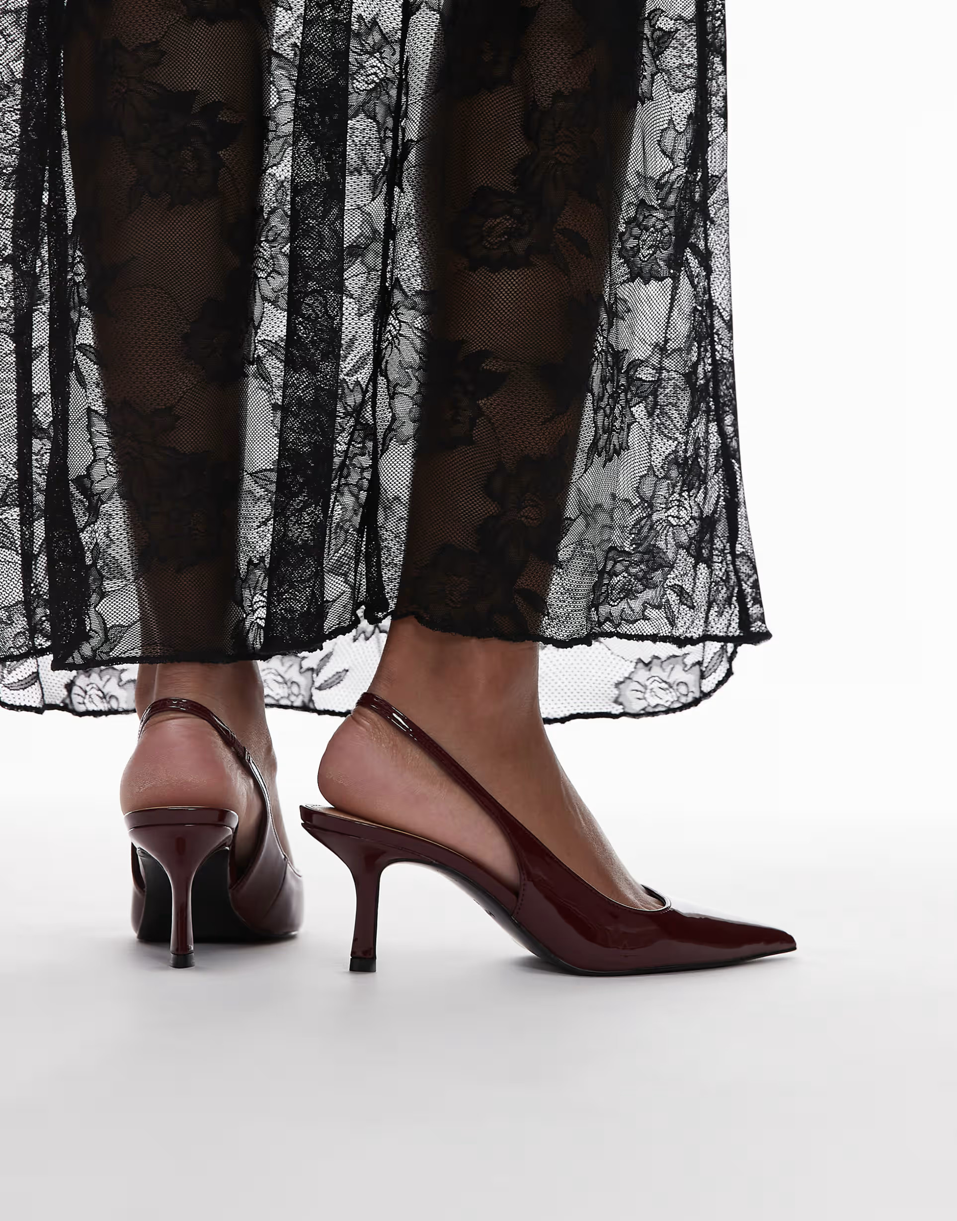 Mango sling back patent heel in burgundy | ASOS (Global)