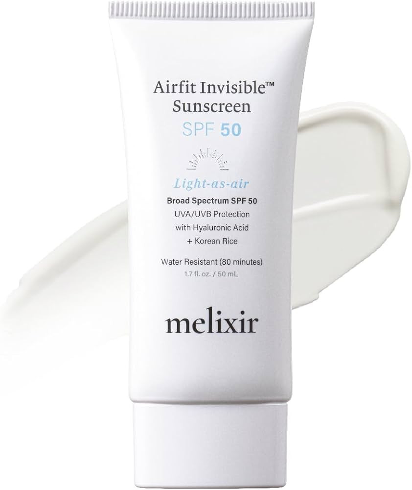 Melixir Airfit Invisible\u2122 Sunscreen SPF 50, Broad Spectrum Korean Rice Sunscreen for Face, H... | Amazon (US)
