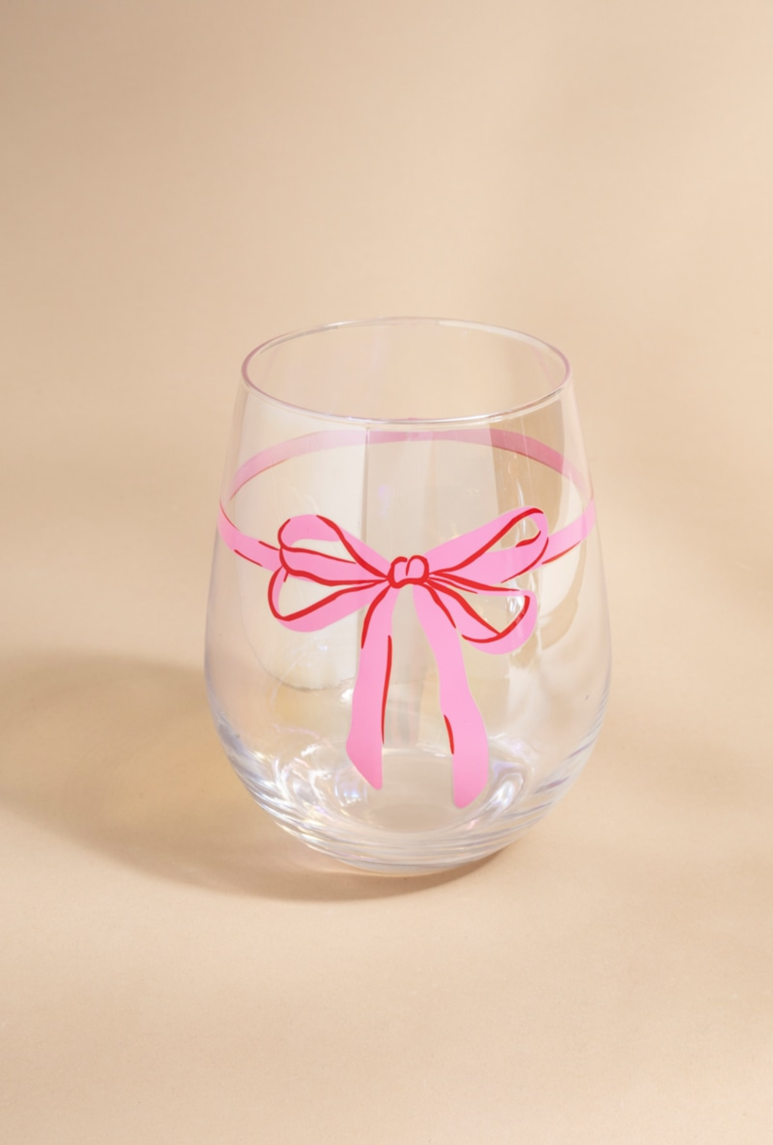 Anne Bow Pattern Stemless Wine Glass | Francesca's