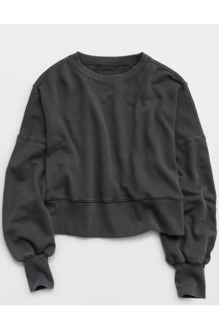 Aerie Classic Crew Sweatshirt Women's Smoked Gray XXS | Aerie