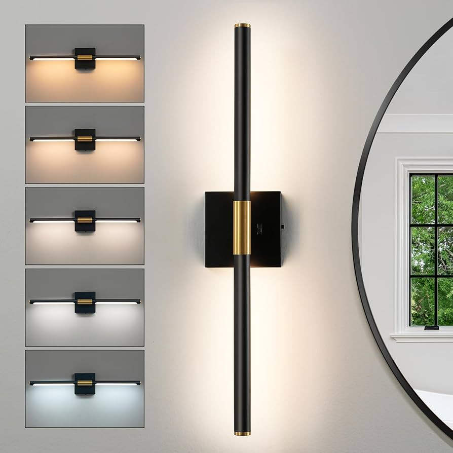 Faziyo Black Gold Vanity Light Fixtures for Bathroom Over Mirror 24 inch LED Bath Sconces IP44 5C... | Amazon (CA)