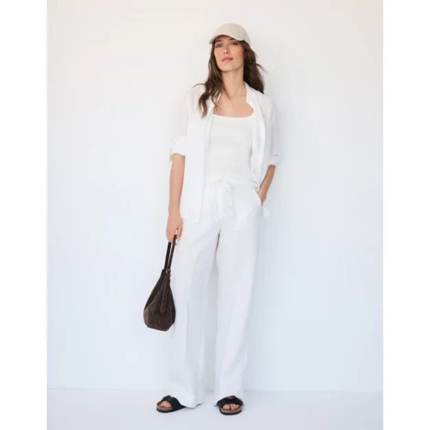 Linen Wide Drawstring Trousers | The White Company UK & ROW