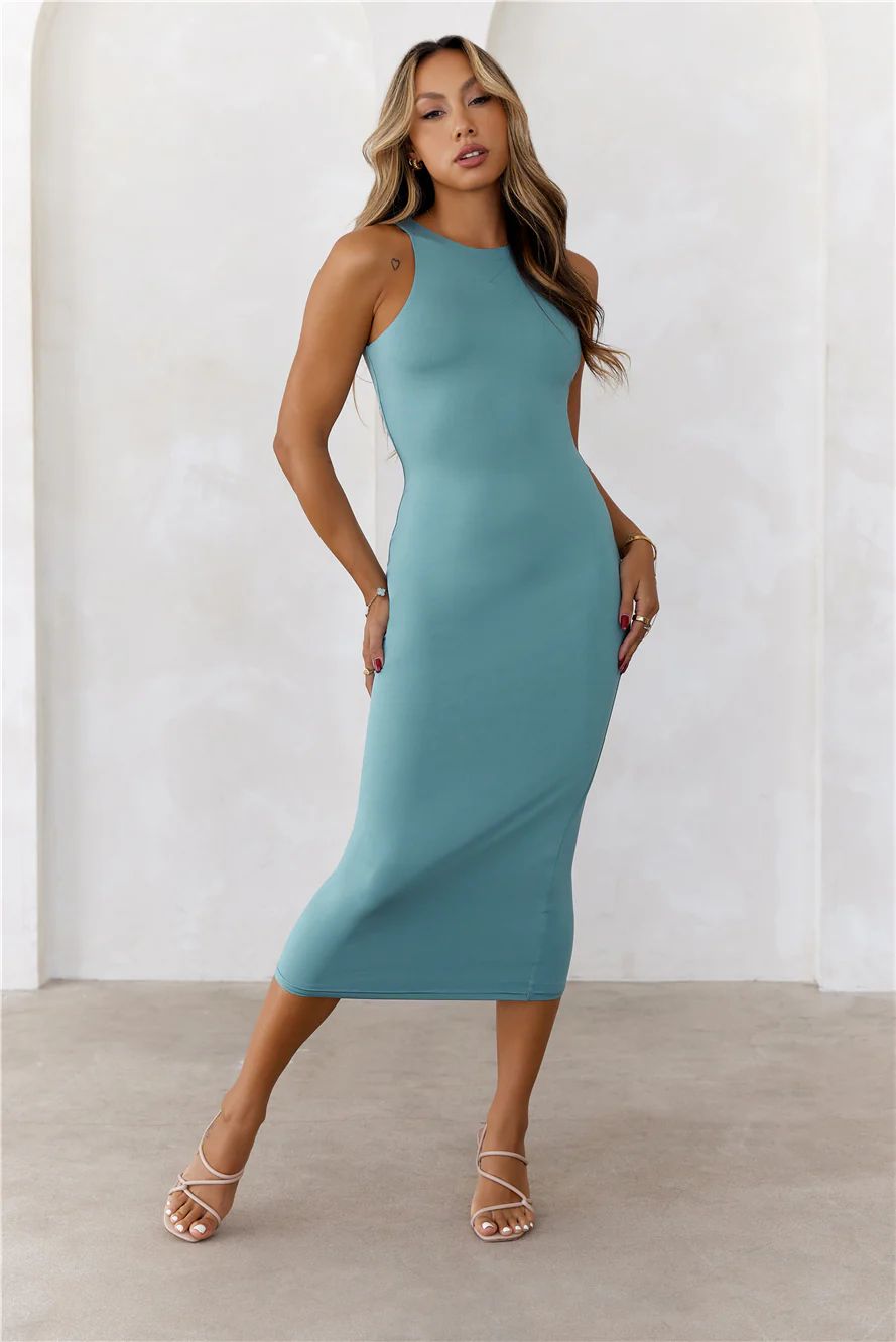 HELLO MOLLY BASE Repeat After Me Midi Dress Teal | Hello Molly