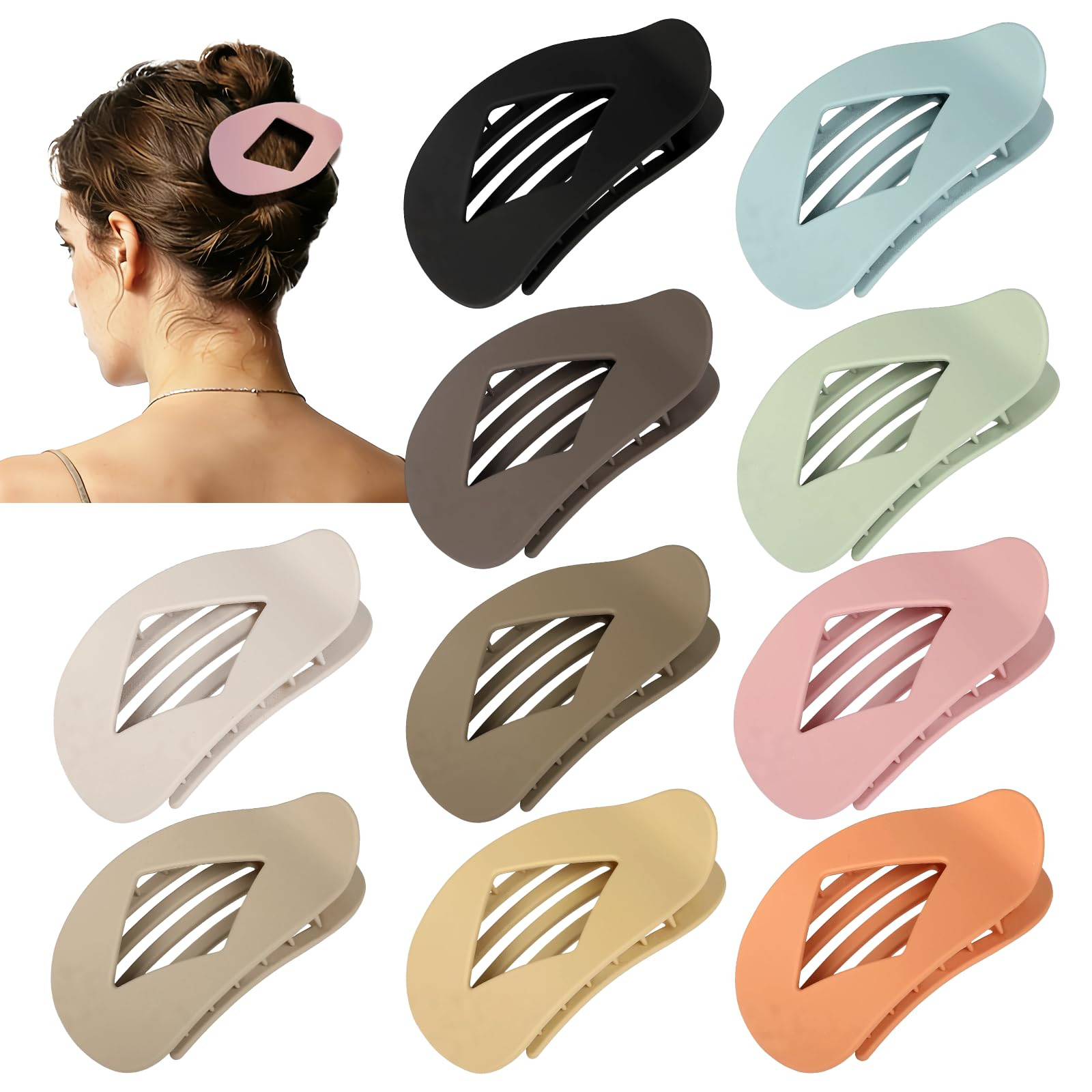 10 PCS Hair Clips for Women - Medium Matte Flat Hair Claw Clips, 4.2 Inch Strong Hold Non-Slip Jaw Clips, Neutral Hair Accessories for Commuting(Light Brown) | Amazon (US)