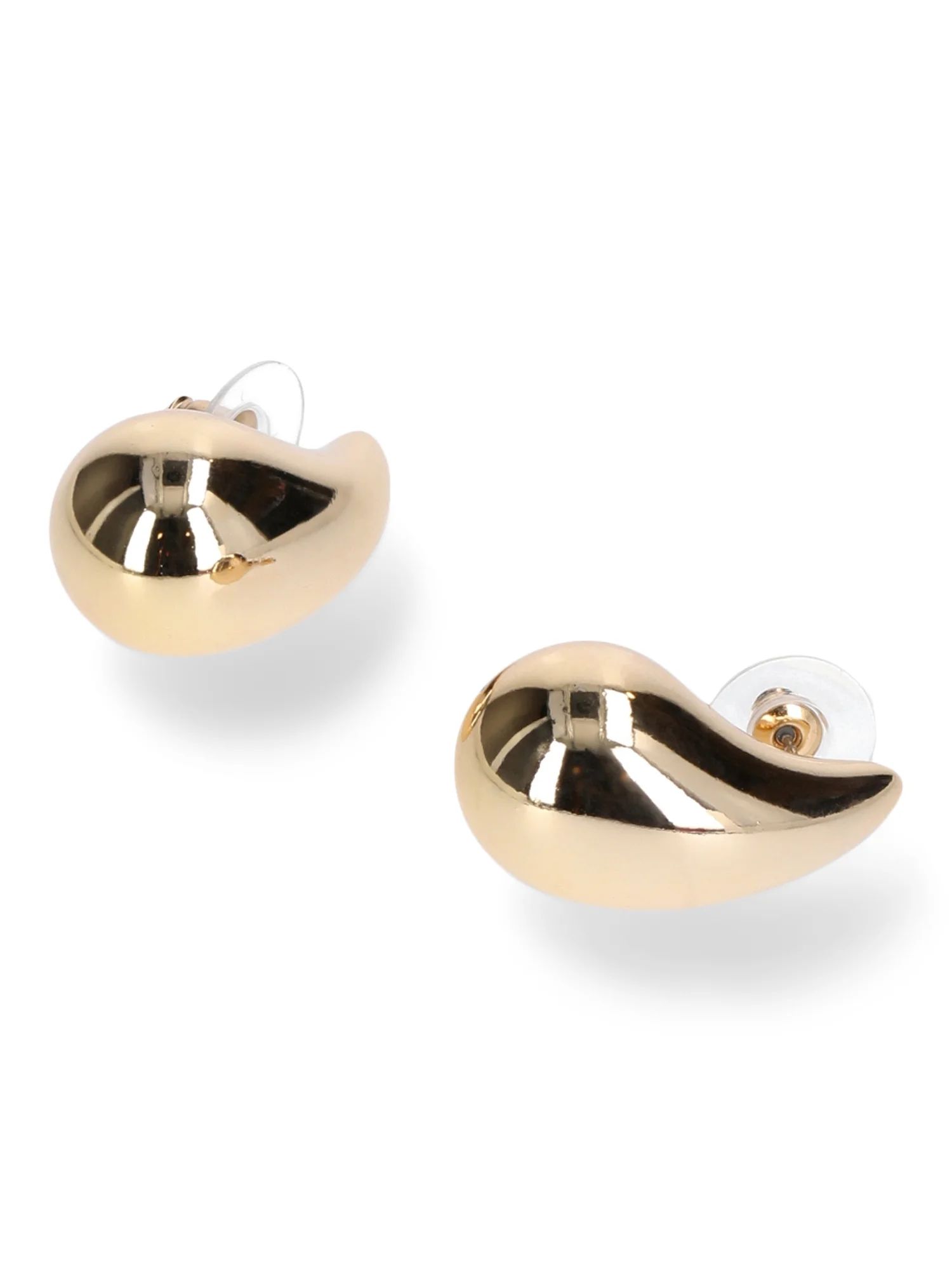 Time and Tru Women's Gold Plated Teardrop Stud Earrings | Walmart (US)