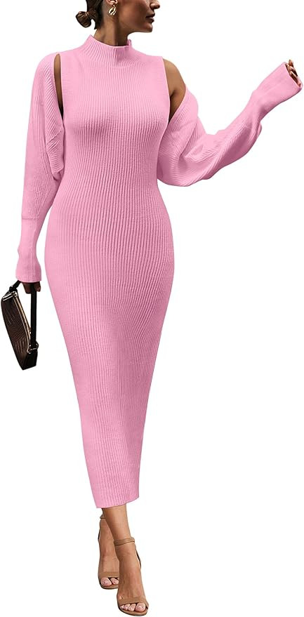 PRETTYGARDEN Women's Fall 2 Piece Outfits Knit Long Sleeve Cropped Cardigan Pullover Sweater Maxi... | Amazon (US)