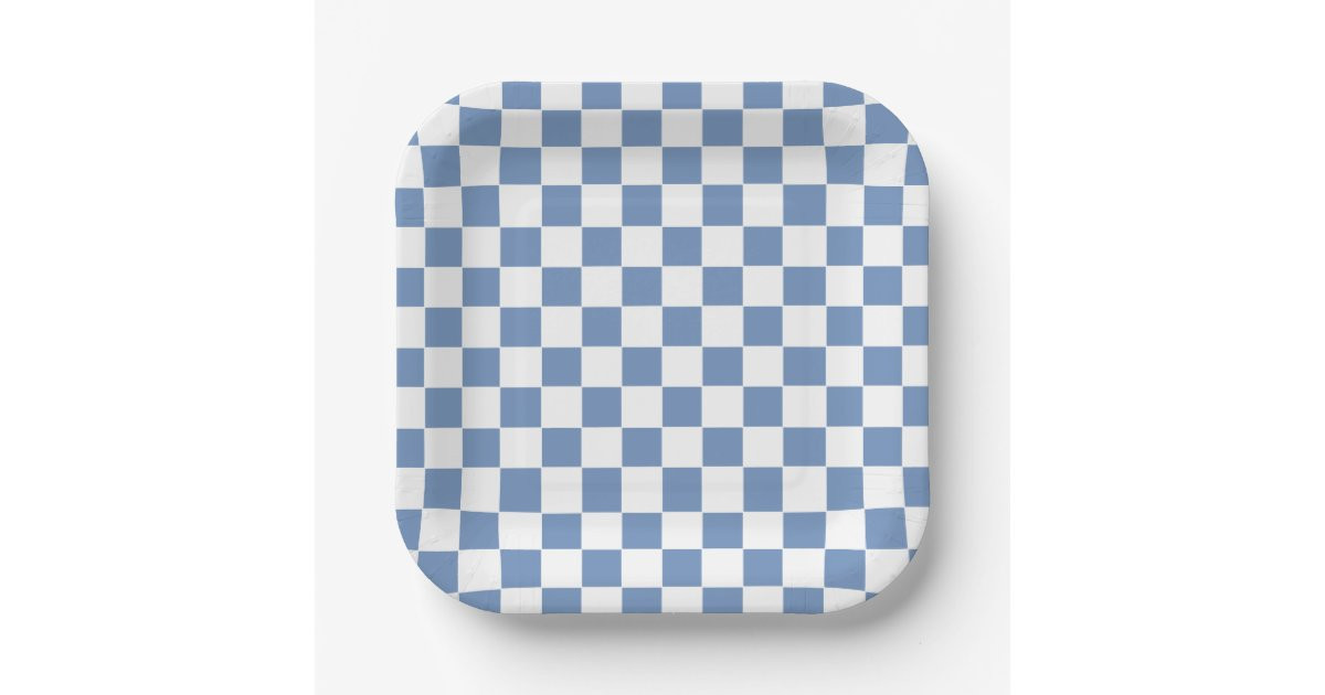 Checkered Blue/Gray and White Paper Plates | Zazzle | Zazzle