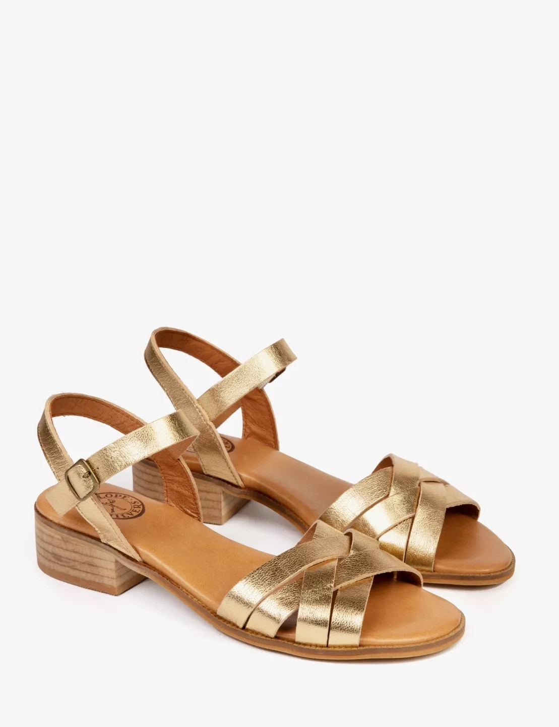 Heeled Shepherdess Leather Sandal - Gold | Penelope Chilvers