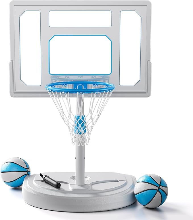 Stainless Steel Pool Basketball Hoop Poolside, Adjustable Swimming Pool Basketball Goal with 32 I... | Amazon (US)