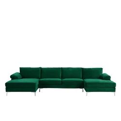 Ivy Bronx Demarcus 130.5" Wide Velvet Symmetrical Sofa & Chaise | Wayfair North America