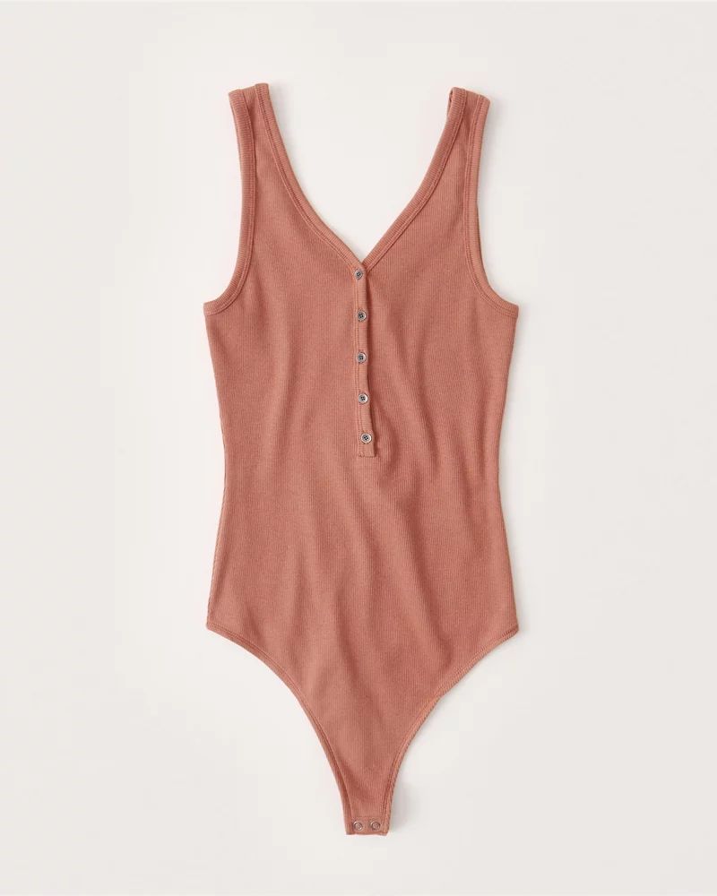 Ribbed Henley Tank Bodysuit | Abercrombie & Fitch (US)