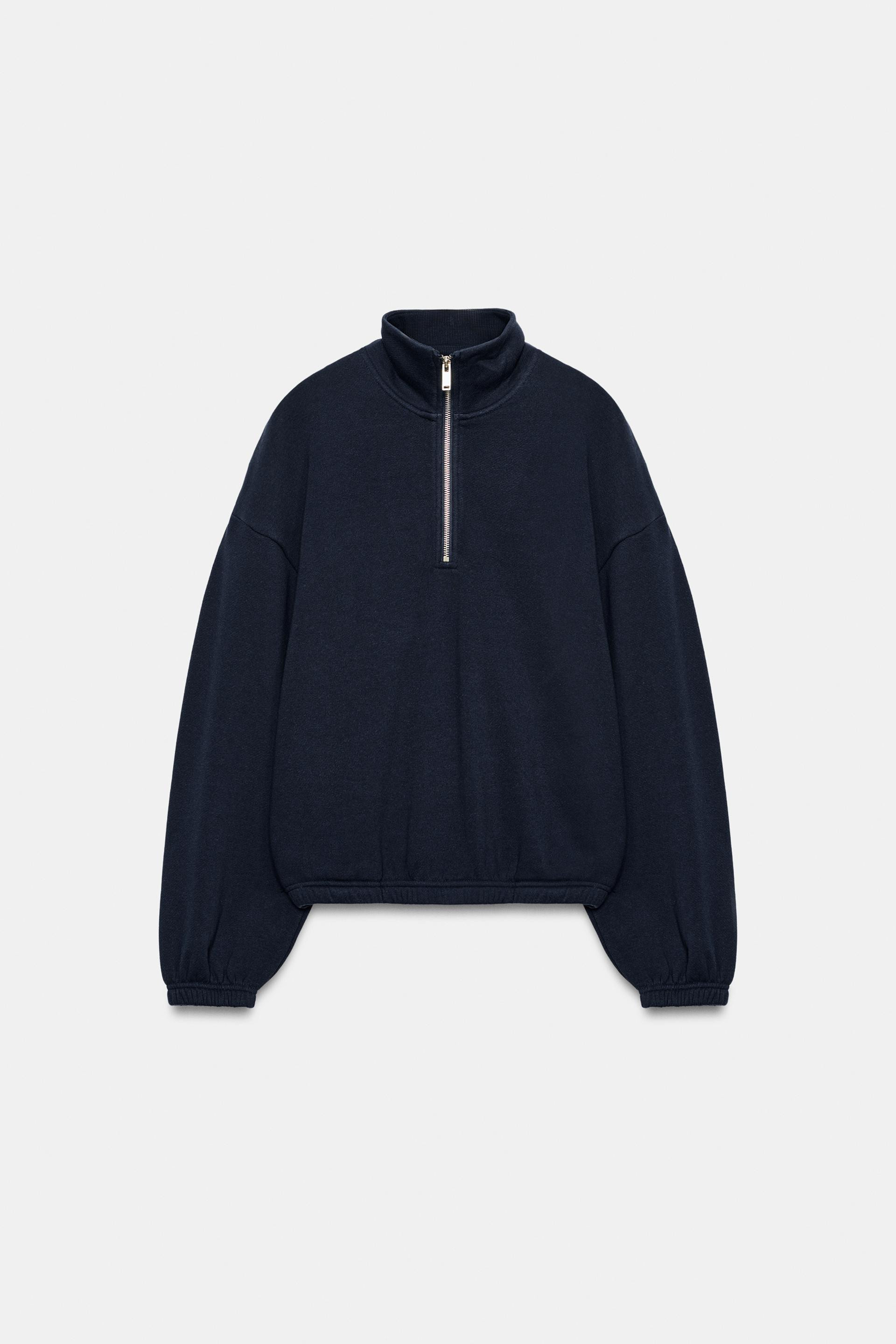 Zara - Metal Zip Sweatshirt - Oyster-White - S - Woman | Zara UK