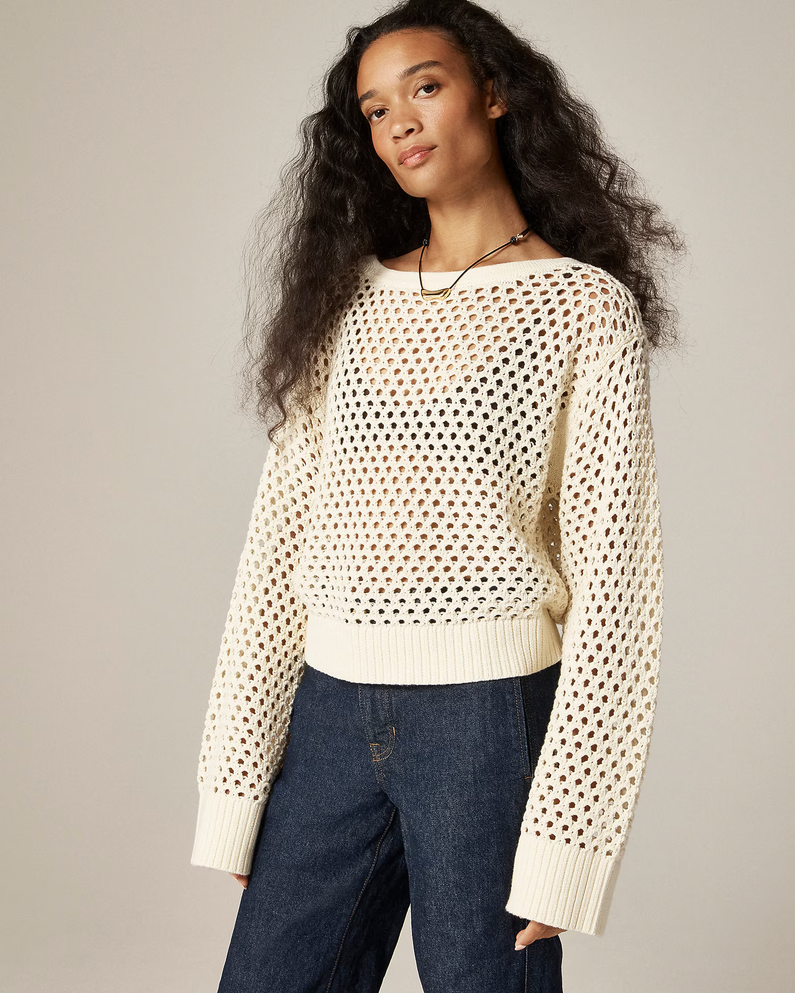 Pointelle boatneck sweater | J. Crew US