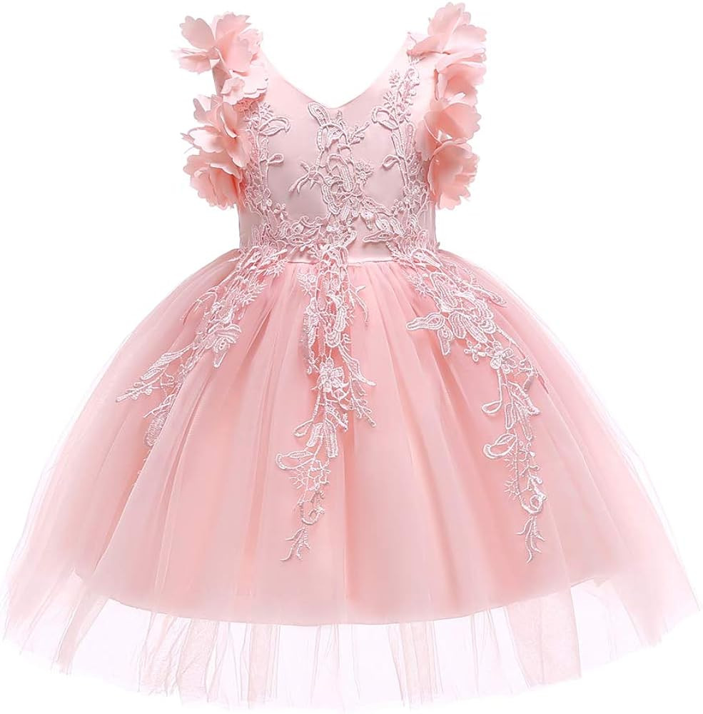 Weileenice Flower Girl Lace Dress Pageant Kids Wedding Christmas Holiday Party Dresses | Amazon (US)