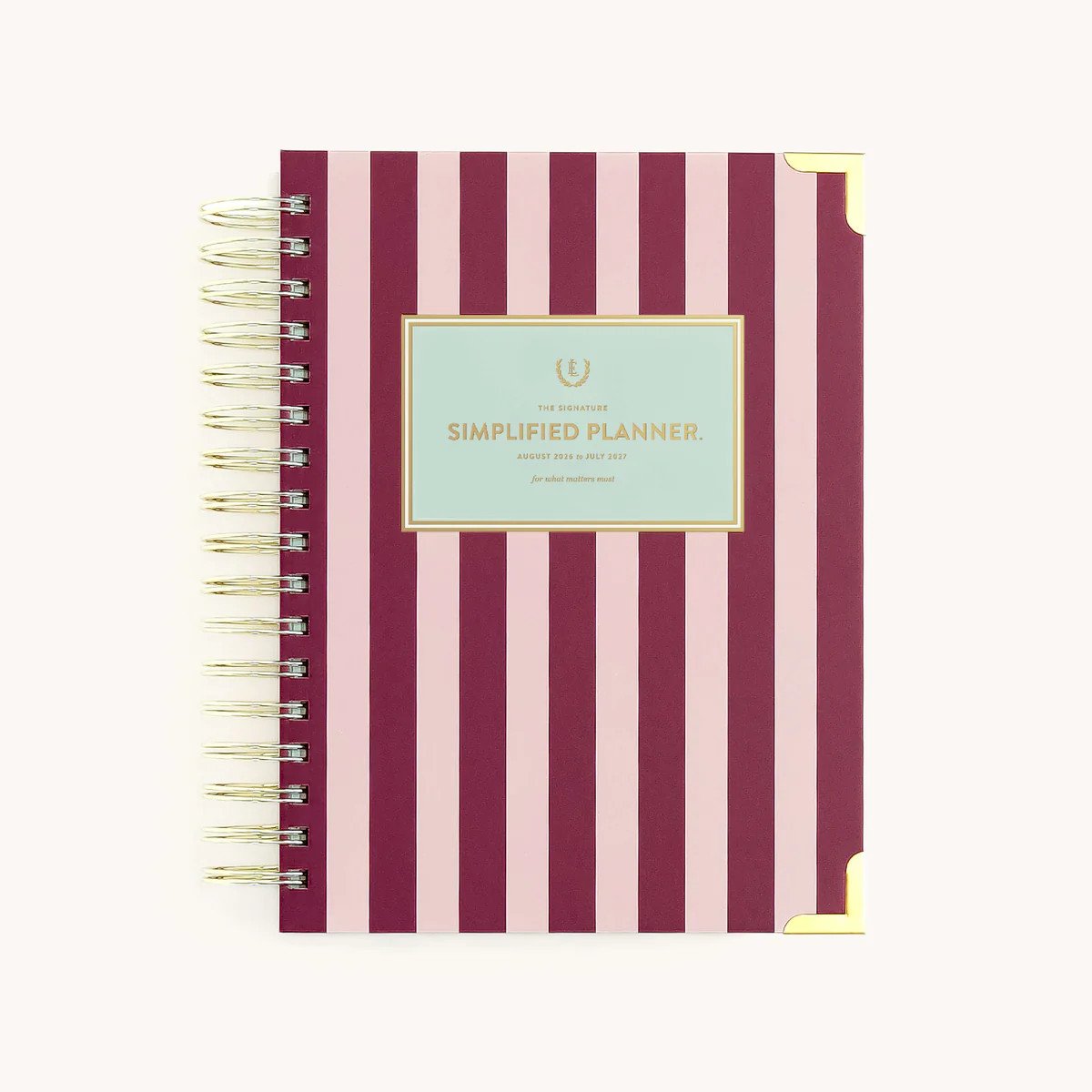 2026-2027 Daily Planner | Spiral Simplified Planner Berry Stripe | Simplified by Emily Ley