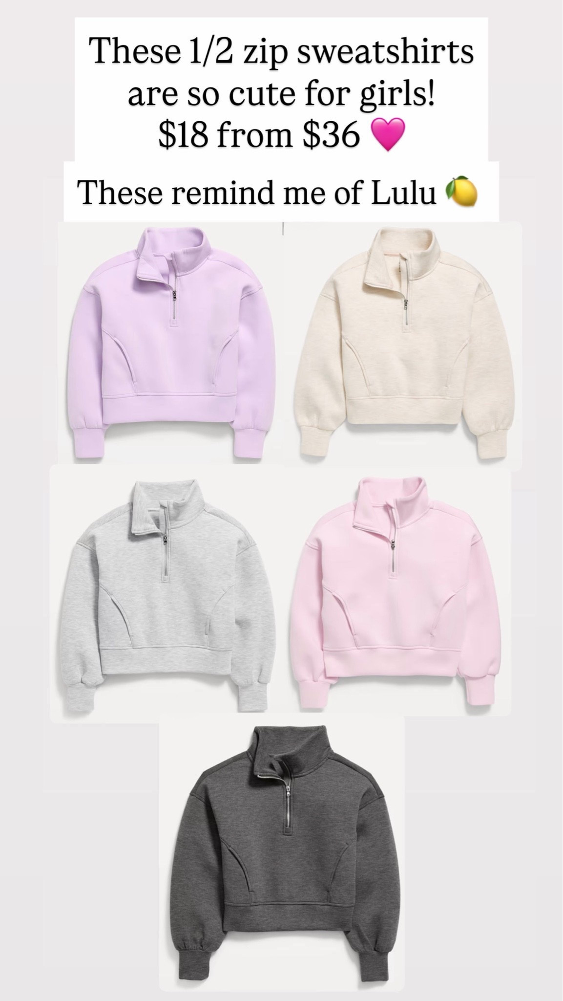 1/2 zip sweatshirts for girls

#LTKKids