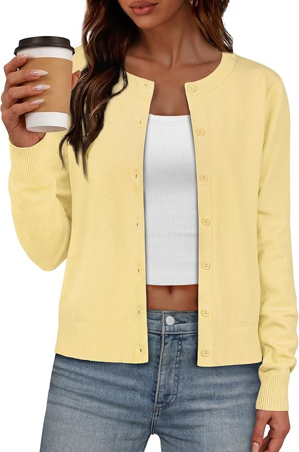 IWD Womens Cardigan Sweaters Crew Neck Long Sleeve Lightweight Button Down Sweater Trendy Knit To... | Amazon (US)