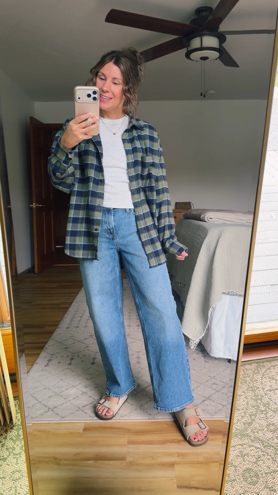 small in my tee, xxs in my flannel (100% cotton!) and 00 short/petite in my jeans. My Birkenstock sandals are size 36.

#LTKSeasonal #LTKPetite #LTKootd